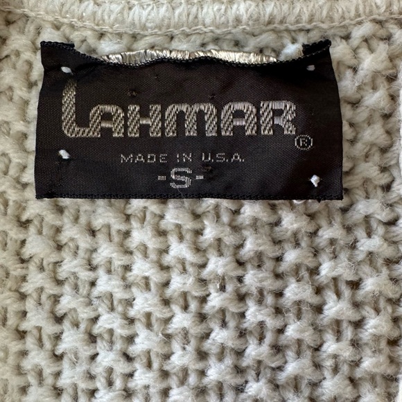 Lahmar vintage Women's Cream Cable Knit Sweater Size Small - Picture 7 of 7